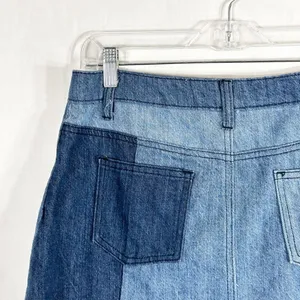 Gianni Bini Medium‎ Mini Skirt Blue Denim Patchwork Y2K Boho Pockets Womens 120 thumbnail 7