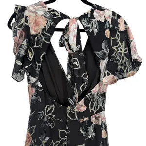 NWT Lulus Floral Velvet Burnout Maxi Dress Black Tie Back V Neck Size‎ XS Fairy thumbnail 7