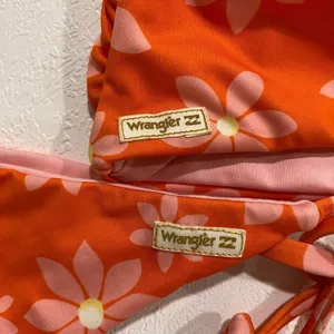 Wrangler Floral Bikini Set Orange Pink Daisy Tie Side Swimwear Estimated XS/S thumbnail 4