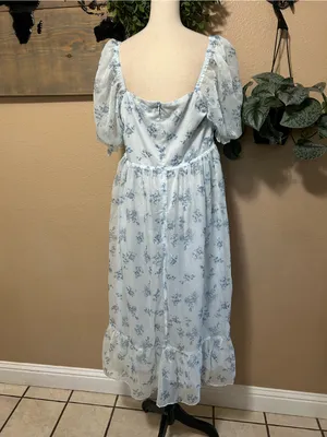 Lulus NWOT Luxe Brilliance Light Blue Floral Organza Floral Midi Dress thumbnail 5