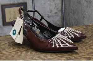 A New Day Womens Serafina Heels Rhinestone Slingback 94661786 Burgundy Red 9M thumbnail 1