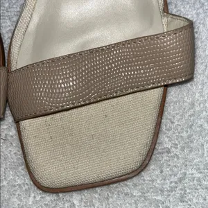 Dolce Vita Tan and Cream Heeled Sandals with Sculptural Heel thumbnail 7