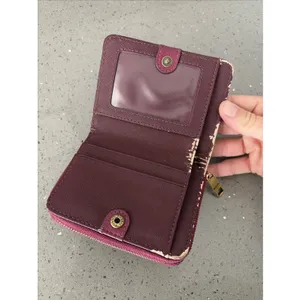 Fossil Women’s Pink Purple Leather Bifold Wallet Zip Coin Pocket READ thumbnail 3