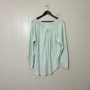We The Free Free People Mint Green V Neck Long Sleeve Tee Pleated Back Size S thumbnail 8