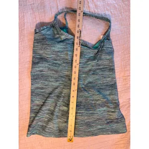 Lululemon Power Y Tank Top Teal Blue Space Dye Built-in Bra Size 10 thumbnail 2