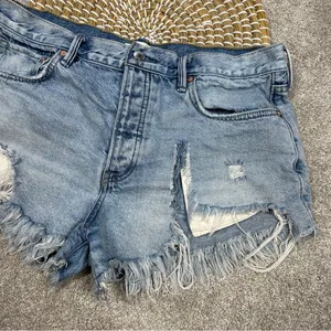 Free People We The Free Jean Mini Short Distressed Cut Off Button Fly Size 30 thumbnail 4