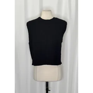 COACH Crewneck Sweater Vest Black Embroidered Organic Cotton Wool Cashmere Large thumbnail 9