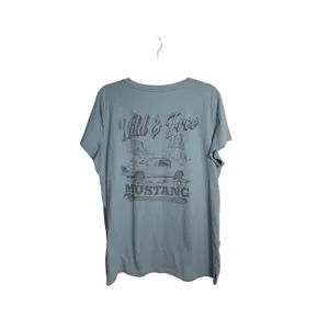 Maurices Mustang Wild & Free Graphic Tee Light Aqua Short Sleeve thumbnail 7
