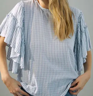 Anthropologie Pilcro Sybil Ruffle-Sleeve Blouse thumbnail 1