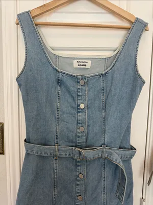 Reformation Harlowe denim button down mini dress thumbnail 5