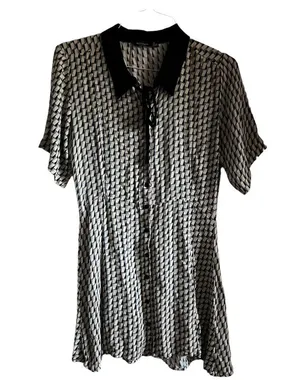 Printed Collar Detail Skater Dress Size US 6 thumbnail 2