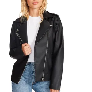 NWOT Steve Madden Jacket Faux Vegan Leather Moto Biker Black XS thumbnail 3