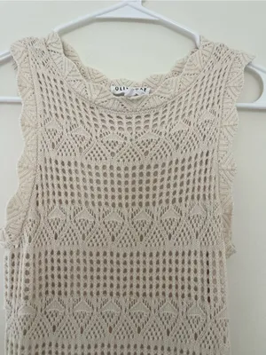 Sleeveless Cream Crochet Maxi Dress thumbnail 4