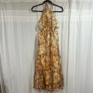 Who I Am Arisaema Brown Yellow Floral Maxi Dress thumbnail 3