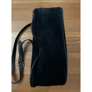 LAGGO Black Suede Leather Hobo Crossbody Bag Silver Grommet Hardware thumbnail 6
