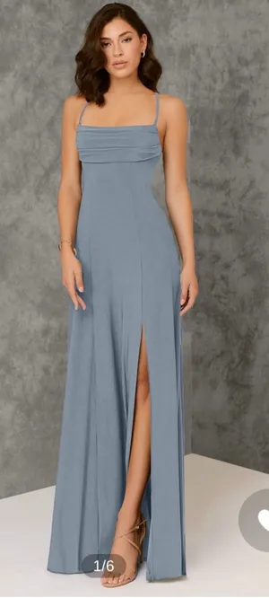 Azazie Dusty Blue Dress Formal thumbnail 1