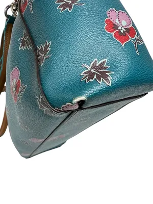 Coach Christie Carryall Dark Teal Wildflower Crossbody Bag Purse thumbnail 13