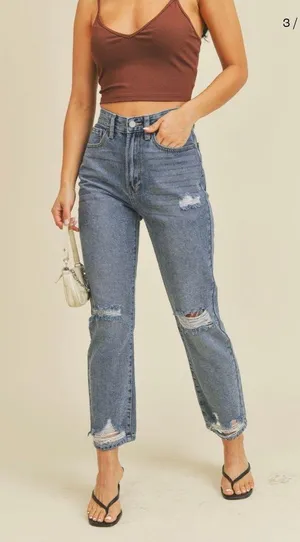 Just Black Denim High Riss Straight Leg Jeans thumbnail 3