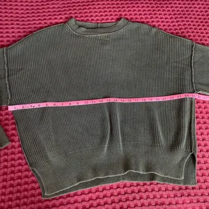 Aerie Women’s S Olive Green Ribbed Oversized Crewneck Sweater Drop Shoulder thumbnail 6