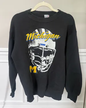 Vintage University of Michigan Football Helmet Sweatshirt thumbnail 1