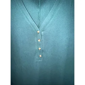 Old Navy V-neck Rib-Knit Henley Midi Dress in "Emerald Isle" Green 2XL #763 thumbnail 5