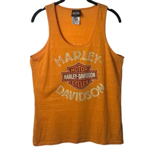 Harley Davidson Jamaica Orange Aztec Print Tank Top Novelty Motorcycle Comfort L thumbnail 2