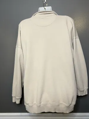 Aerie Sweatshirt Womens Medium Beige Collared V Neck Fleece Pullover Relaxed thumbnail 5