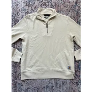 Carhartt Tencel Fiber Series Women's Half-Zip Pullover Sweatshirt Cream Medium thumbnail 8