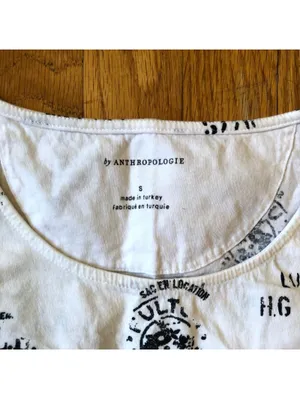 Anthropologie EUC Women's White Postal Shipping Code Sleeveless Top Size S thumbnail 2