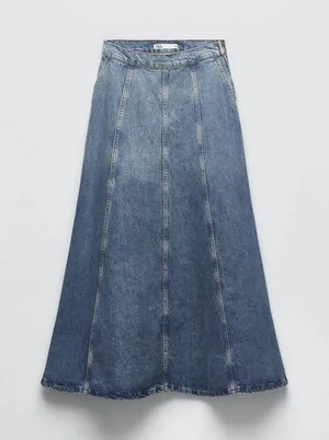 Zara skirt denim jeans flared boho hippie casual thumbnail 8