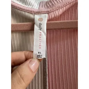 Daily Practice Anthropologie Pink Cream Color Block Ribbed Robe Duster XL thumbnail 5