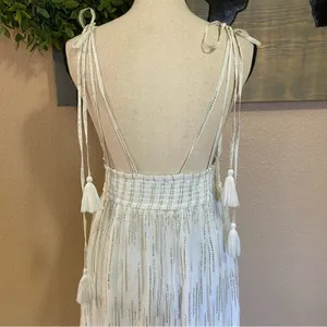 NWOT Lulus Sunshine Dreaming White Lurex Striped Tie-Strap Maxi Dress thumbnail 7
