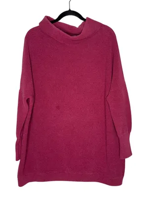 Free People Ottoman Slouchy Tunic Women Sm Berry Pink‎ Excellent Ribbed Sweater thumbnail 1