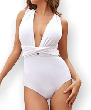 ZOMONETI White One Piece Swimsuit White Size L thumbnail 1