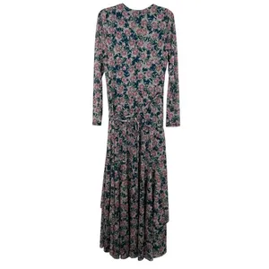 AFRM‎ Floral Print Maxi Dress Long Sleeve Wrap Medium Boho Sheer Wedding Guest thumbnail 11
