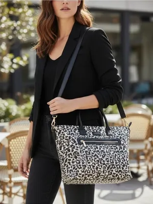 Trina Turk Leopard Print Tote Bag Detachable Strap OS NWT thumbnail 1
