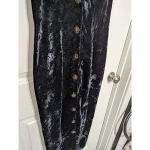 Vintage Y2K Black Velvet Lace Button Down Midi Dress Sleeveless Layering Goth XS thumbnail 3