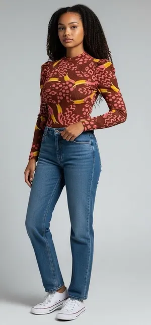 Farm Rio Toucanissimo Long Sleeve Stretch Cotton Bodysuit Size S‎ Burgundy thumbnail 1