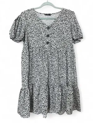 SHEIN Medium Dalmatian Print Babydoll Dress – Black & White Flowy Dress thumbnail 1