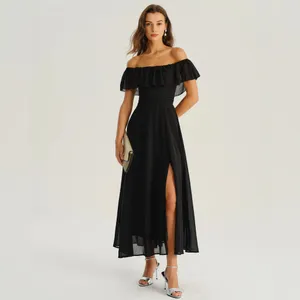 Rihoas Black Off The Shoulder A-Line Maxi Dress thumbnail 4