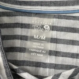 Mountain Hardwear Tunic Top Size Medium Gray White Striped Lace Up Beach Coastal thumbnail 8