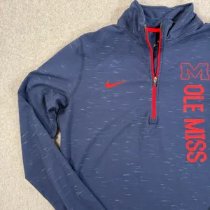 Ole Miss Rebels Nike Dri-fit Quarter Zip Pullover Women's Large Navy Blue Red thumbnail 3