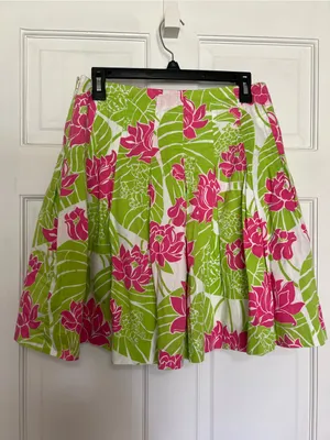 Lilly Pulitzer Pink & Lime Floral Pleated Skater Skirt thumbnail 4
