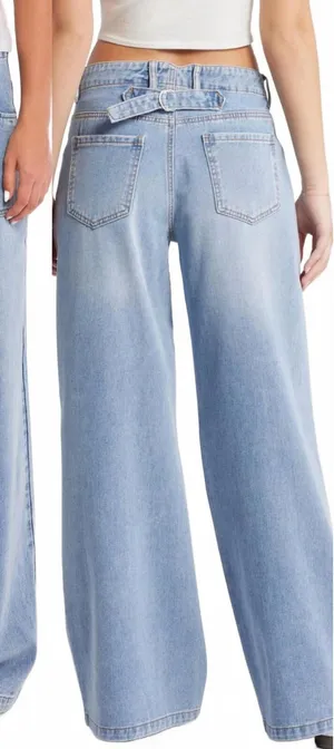 PTCL Utility High Waist Wide Leg Jeans Light Wash Indigo Size 25 thumbnail 1