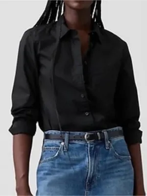 GAP Black Button up relaxed fit long sleeve Shirt size L front pocket minimalist thumbnail 5