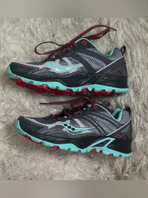 Saucony Women's Gray/Teal Trail Excursion Hiking Running Shoes Size USA 6 thumbnail 2