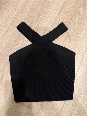 Aritzia Babaton sculpt knit cross tank top black size small thumbnail 3