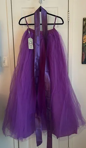 🆕 WDPL Women's A-Line Tulle Strips Ruffles Tutu Ball Gown Skirts thumbnail 1