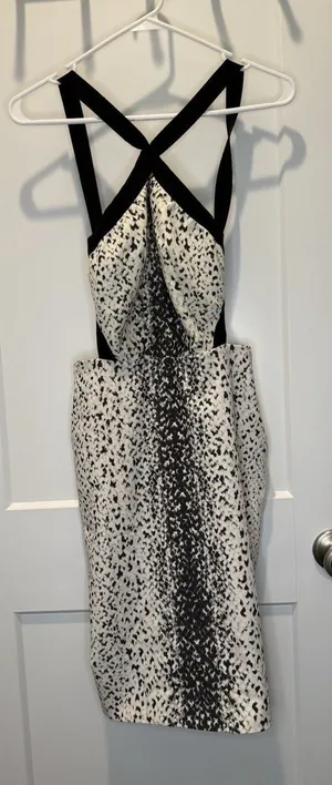 Bec + Bridge Snake Print Bodycon Dress Open Back Strappy Midi 2 XSmall Cocktail thumbnail 1