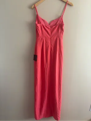 Lulus Impressive Glamour Coral Pink Sleeveless Column Maxi Dress Size Small NWT thumbnail 4